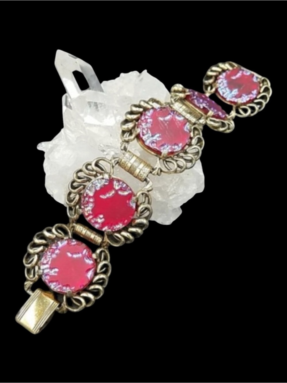Vintage Iridescent Red Czech Glass Bracelet